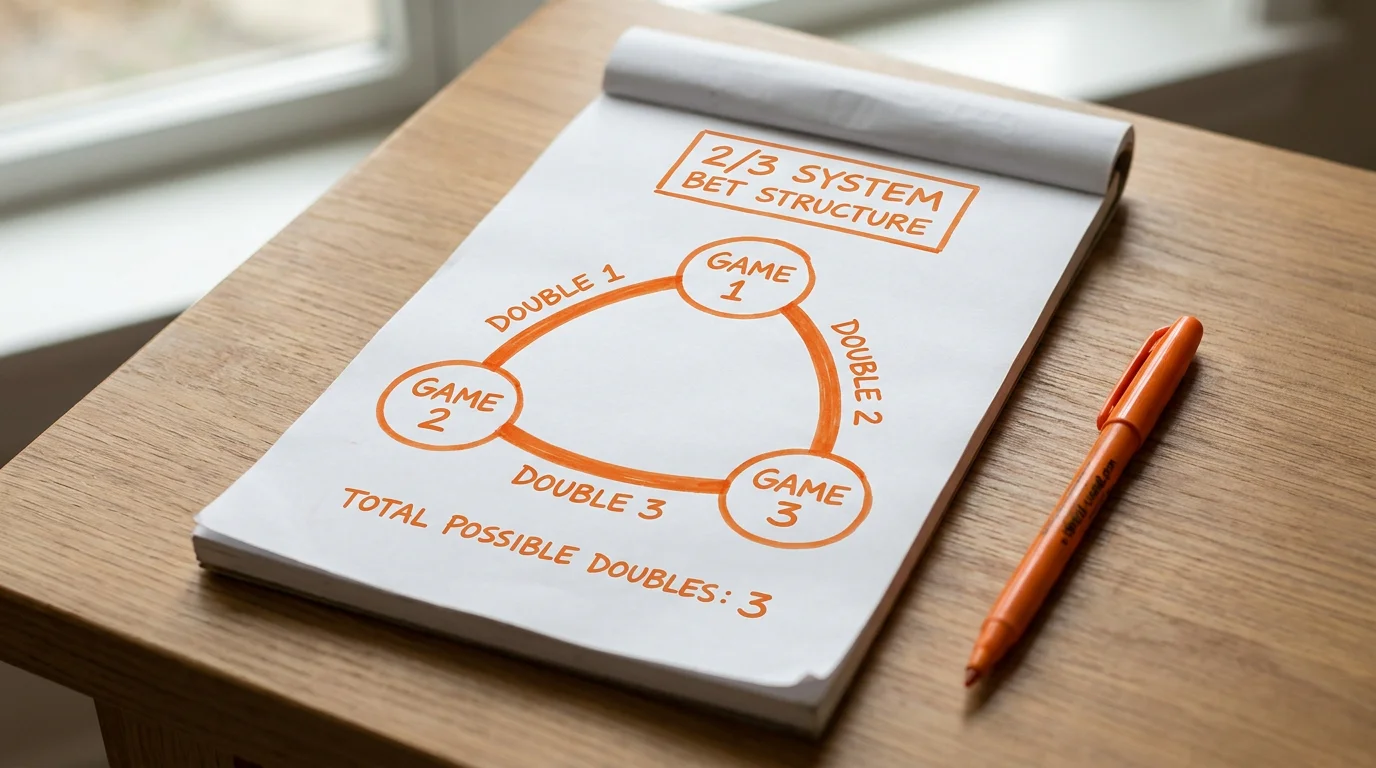 Diagrama de apuesta de sistema 2/3 con tres combinaciones dobles de baloncesto