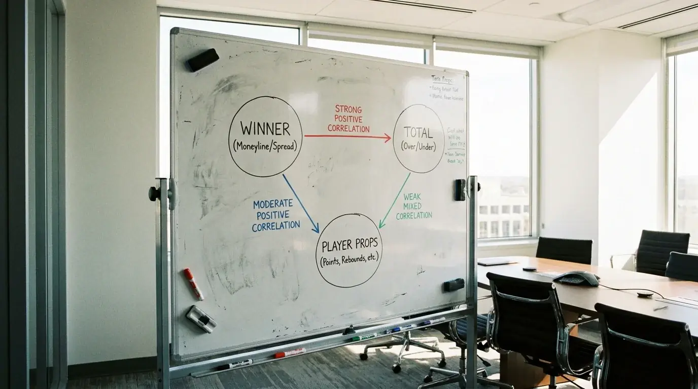 Diagrama sencillo mostrando correlación entre selecciones de apuestas de baloncesto
