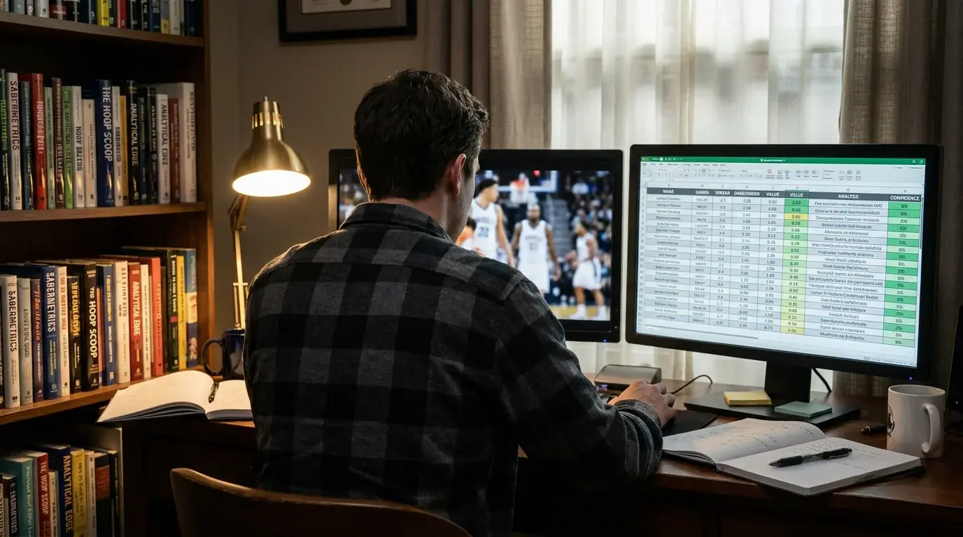Apostador analizando diferentes mercados de apuestas de baloncesto