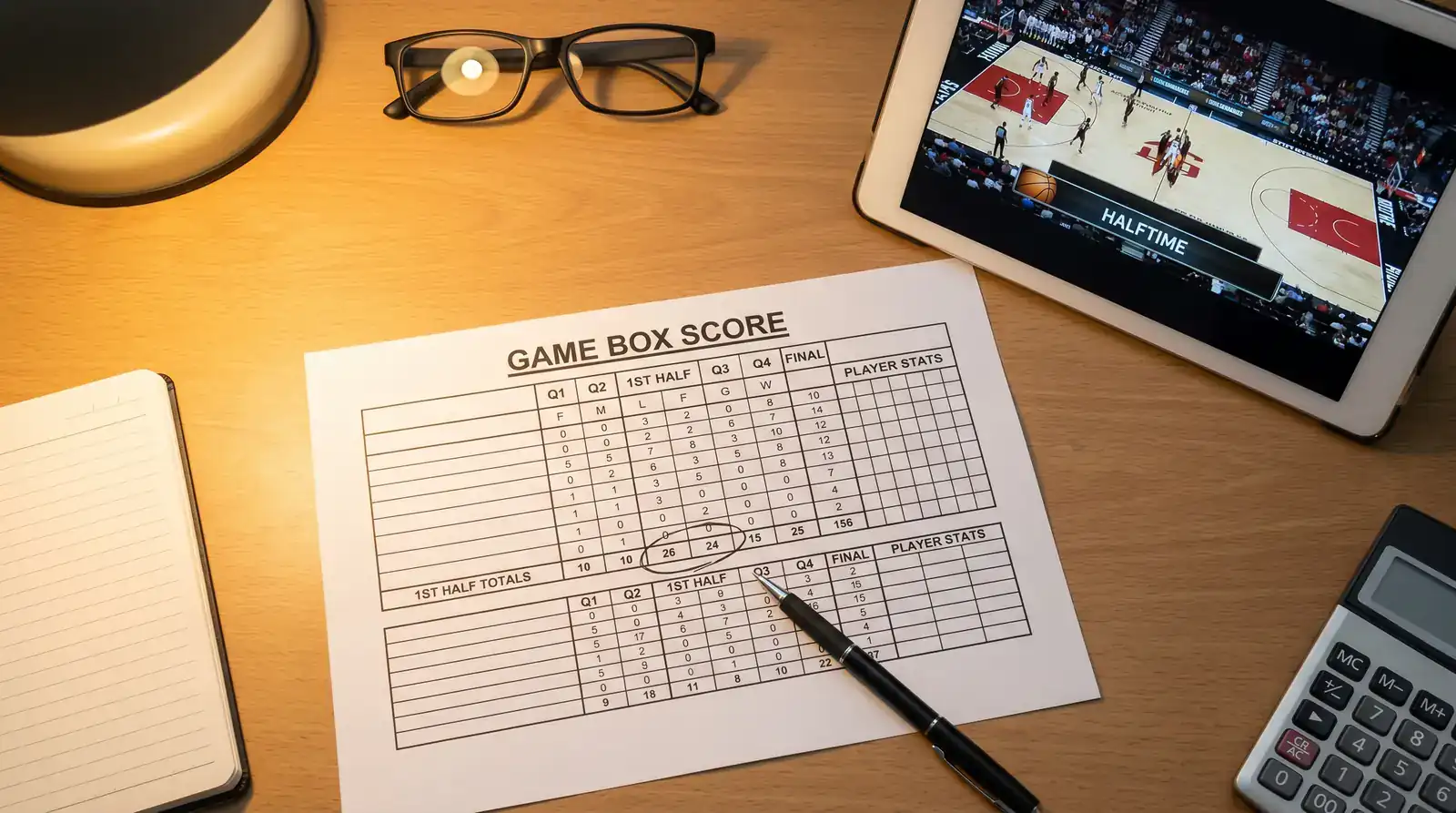 Estadísticas por cuartos de un partido de baloncesto para apuestas parciales
