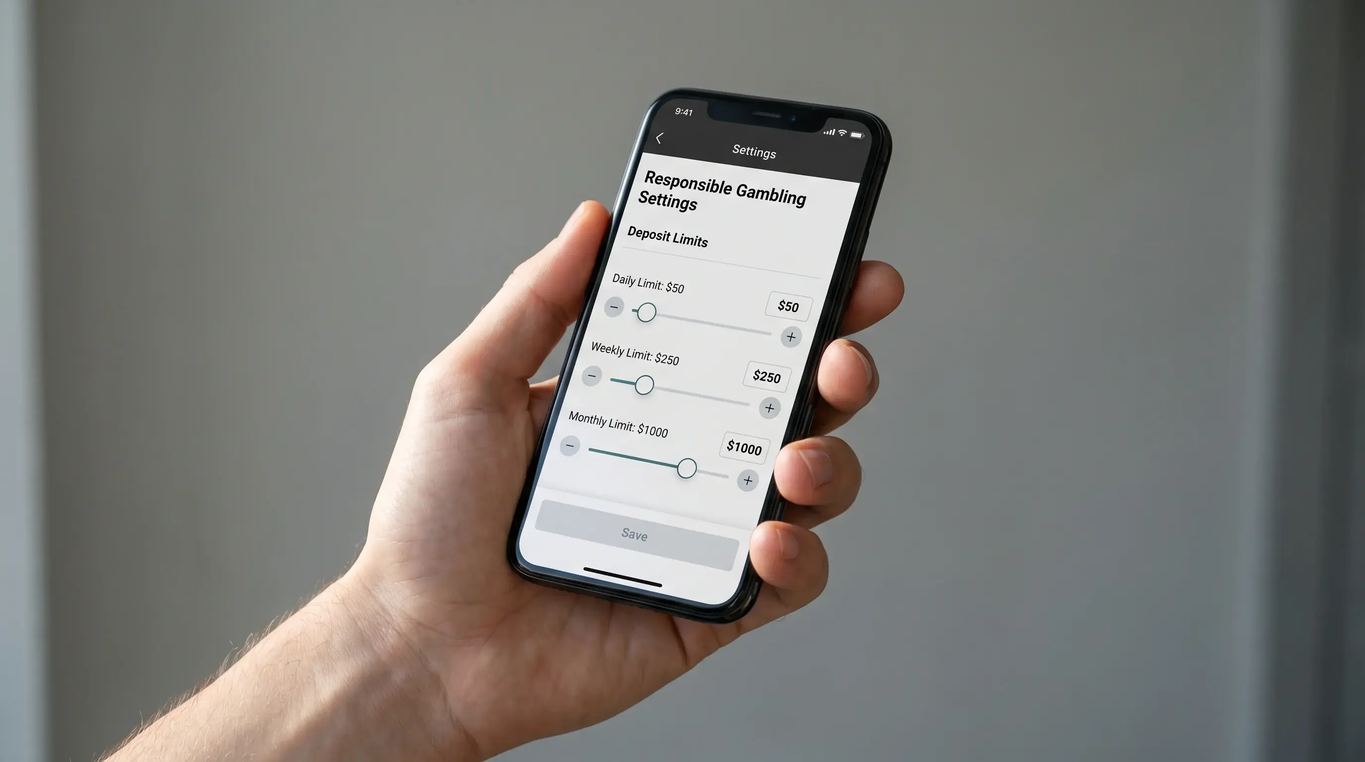 Pantalla de configuración de límites de depósito en un operador de apuestas online