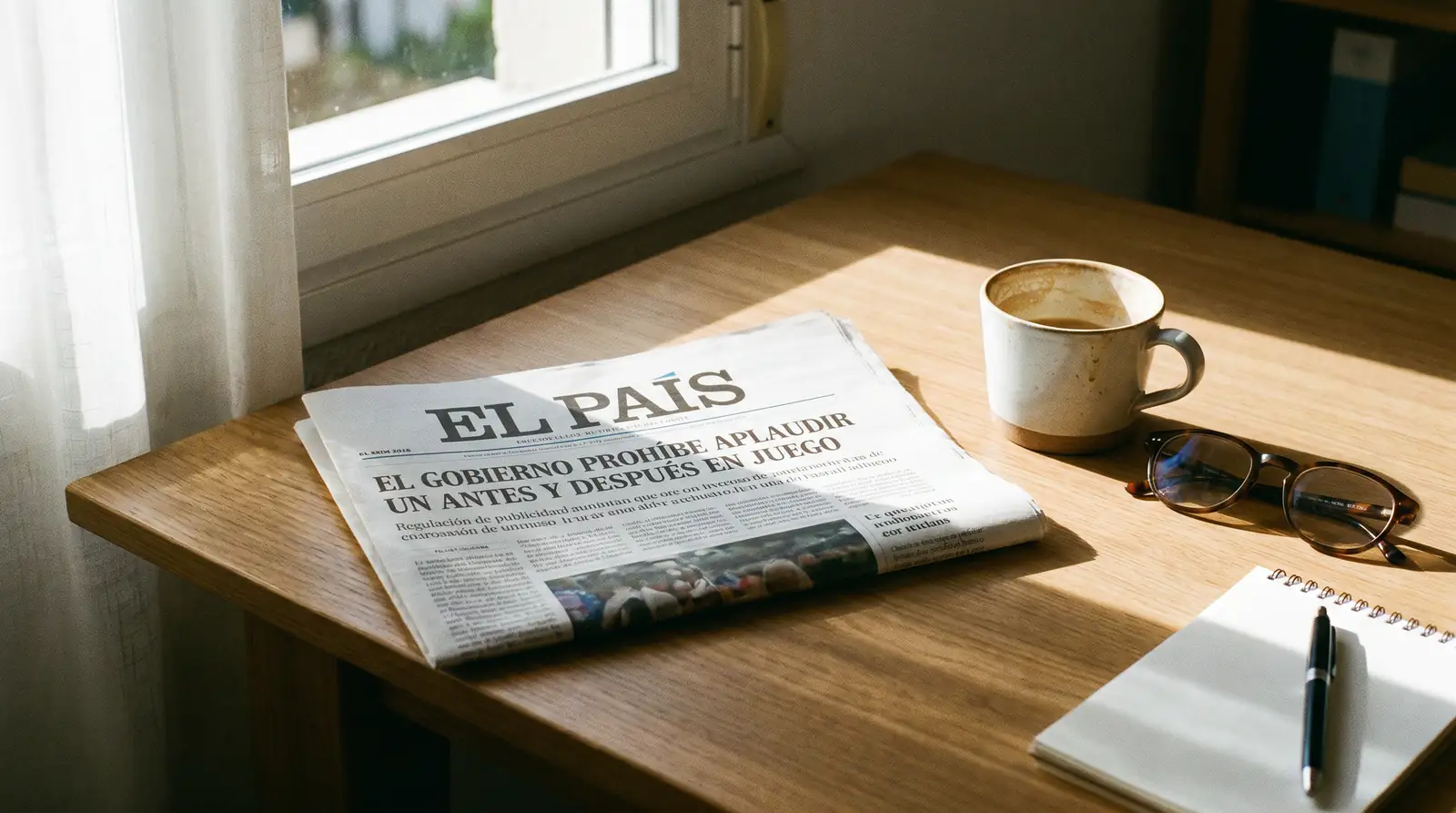 Periódico español con titular sobre regulación de publicidad de apuestas