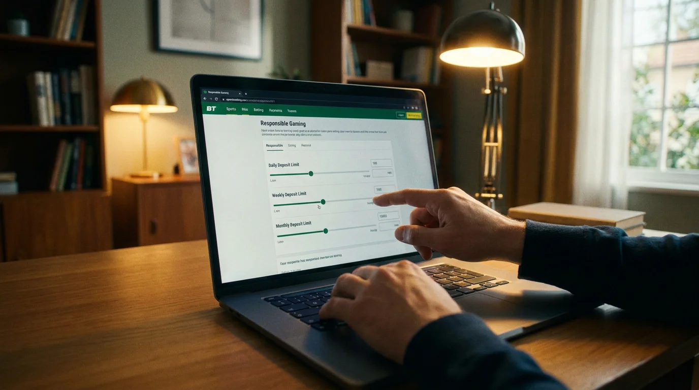 Persona configurando límites de depósito en la sección de cuenta de un operador