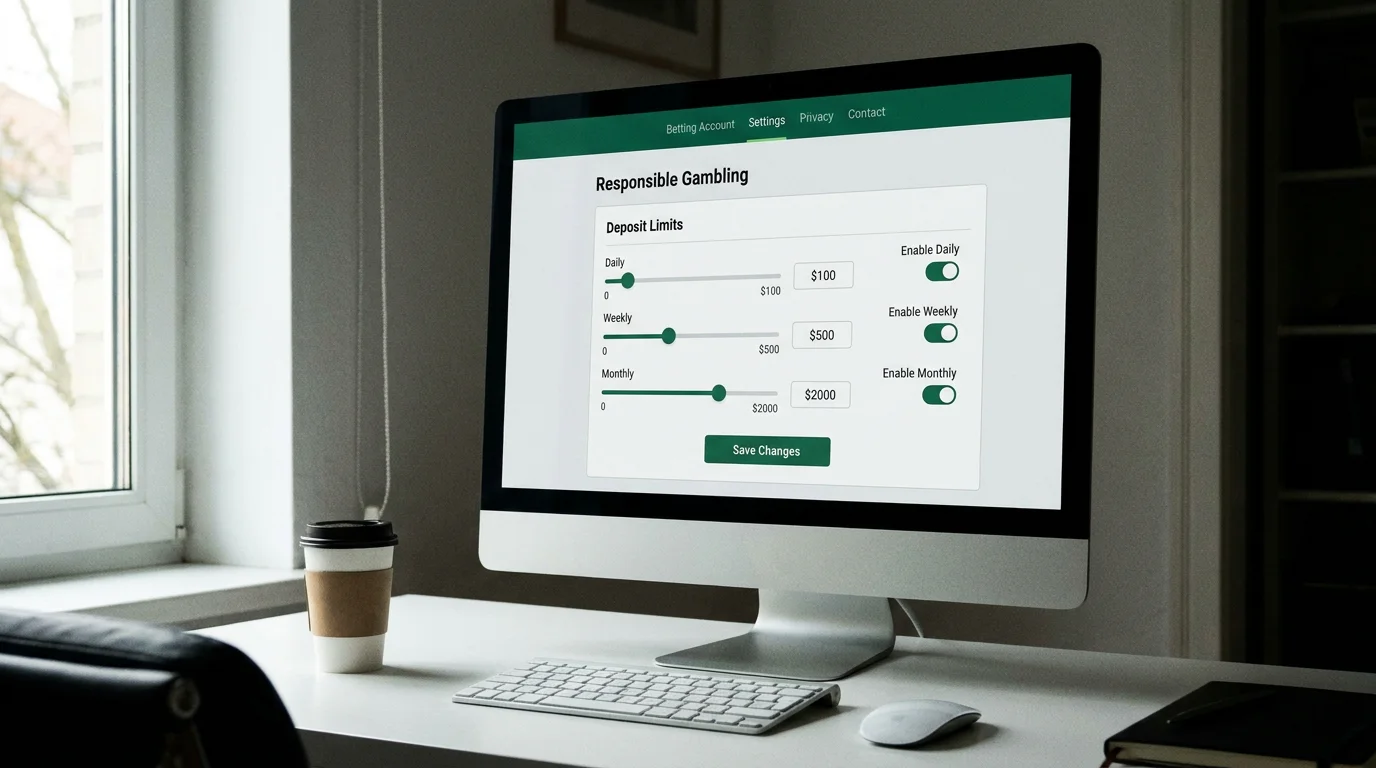 Panel de configuración de cuenta con opciones de límites de depósito activadas