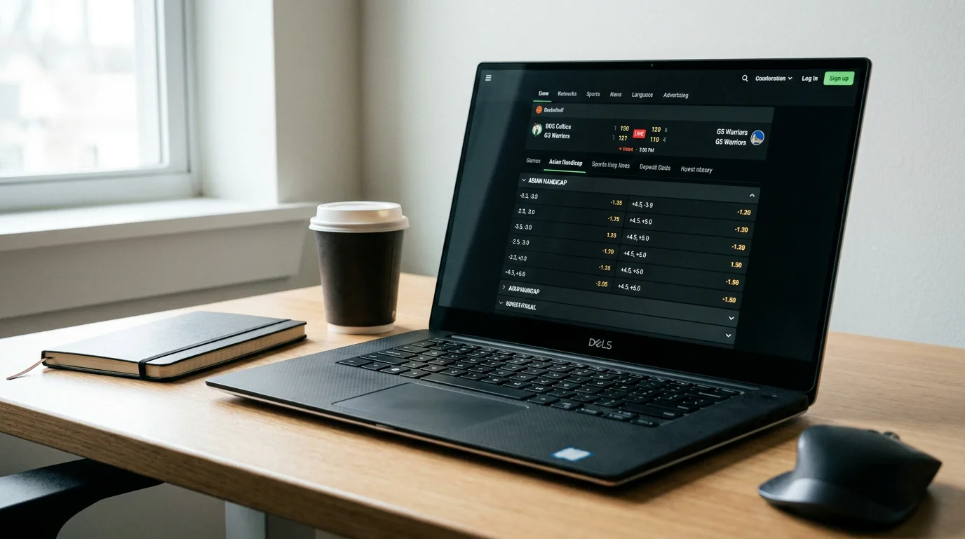 Pantalla de apuestas mostrando diferentes líneas de hándicap asiático disponibles