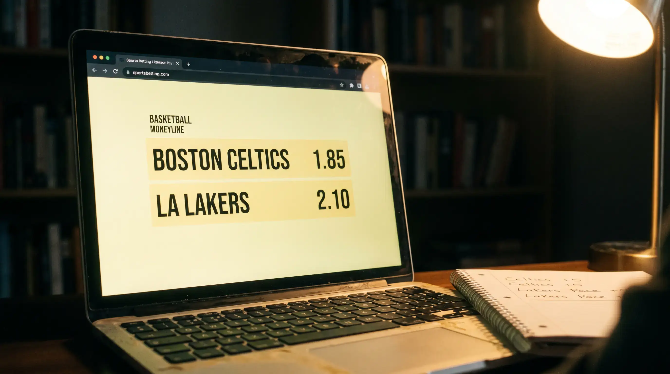 Cuotas moneyline de baloncesto mostradas en pantalla de operador