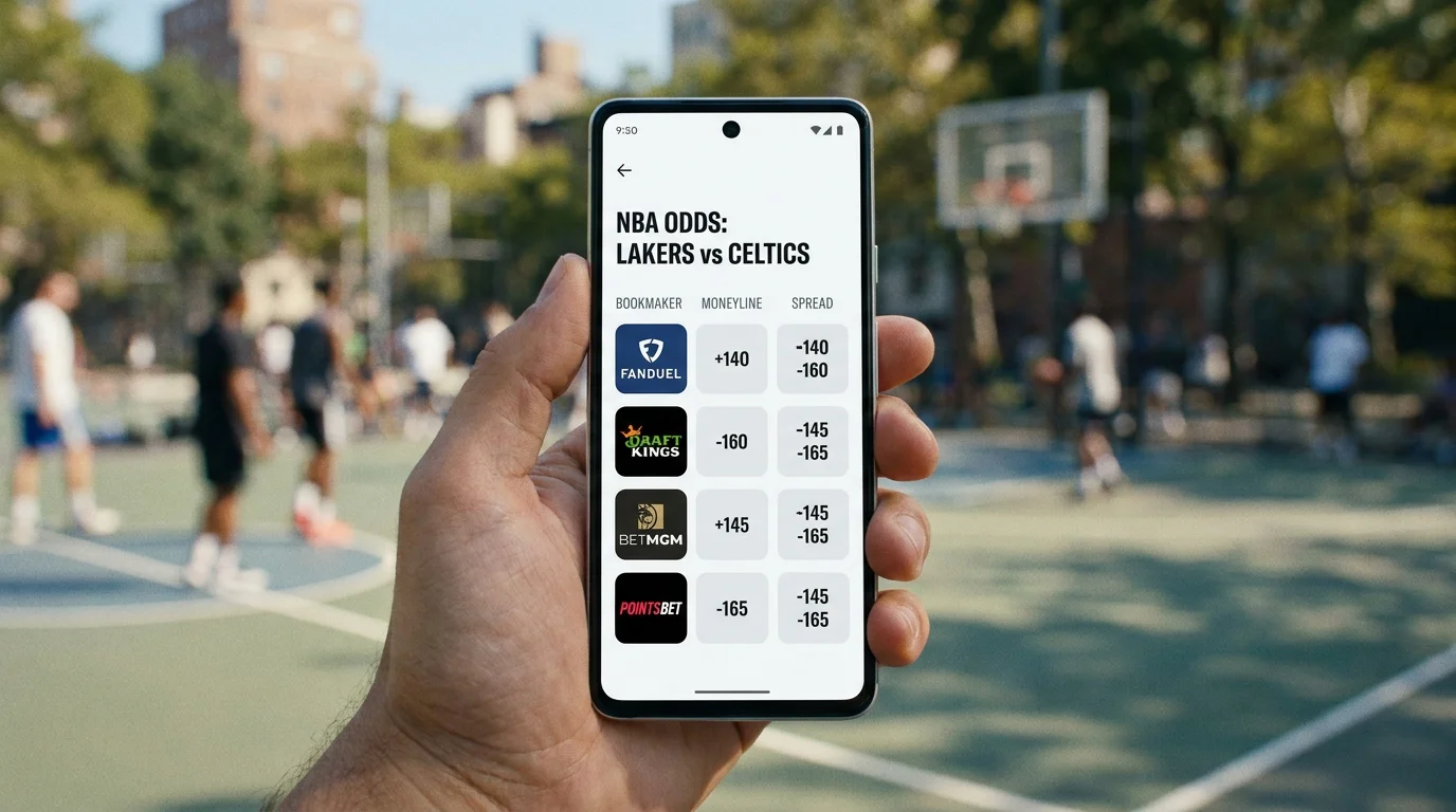 Teléfono móvil mostrando comparación de cuotas de baloncesto entre operadores
