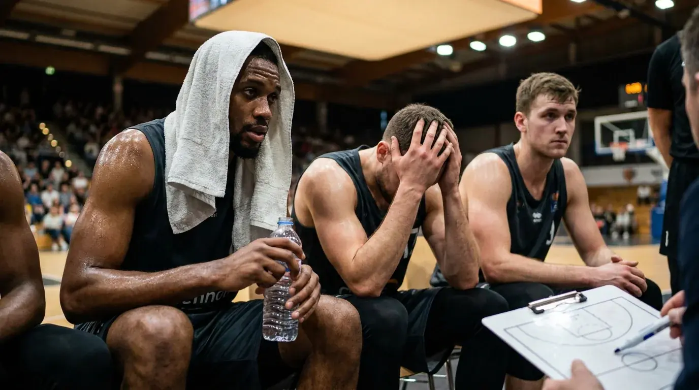 Jugadores NBA en el banquillo durante partido de back-to-back