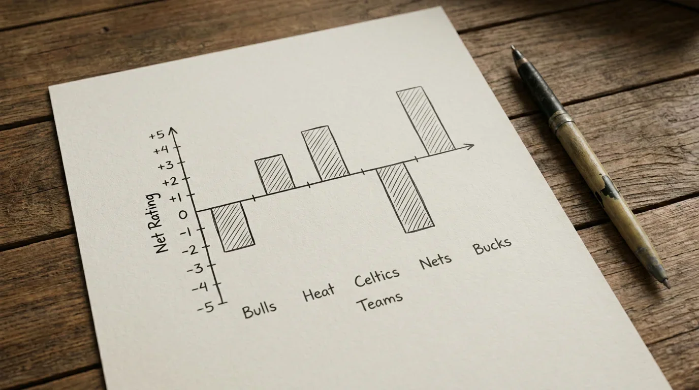 Gráfico sencillo comparando Net Rating de equipos de baloncesto