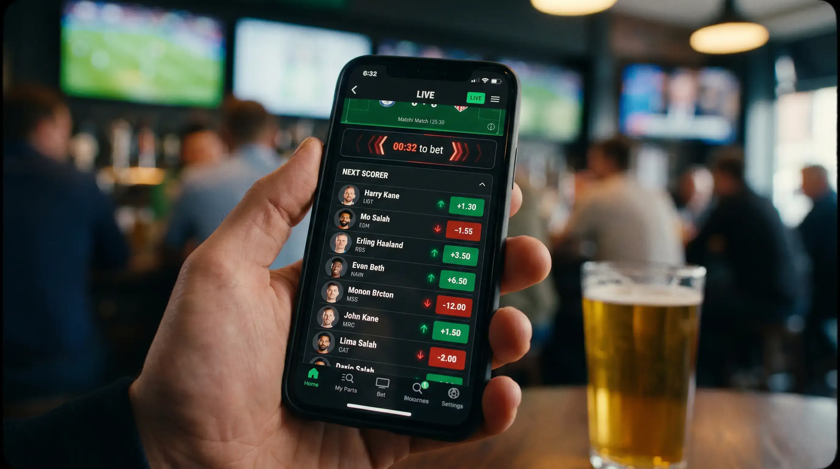 Interfaz de apuestas en directo mostrando opciones de siguiente anotador en un partido NBA