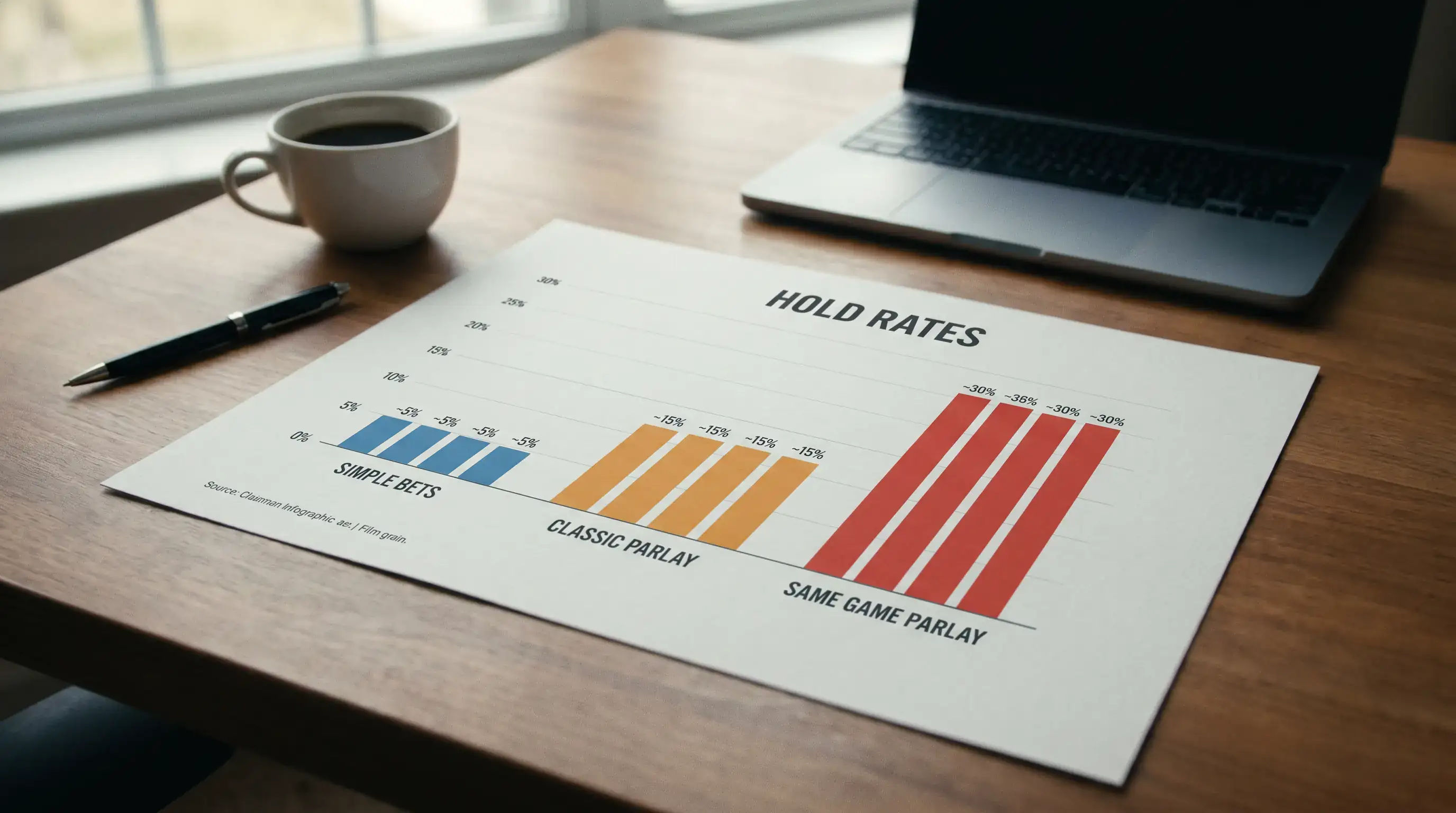 Comparación visual del hold rate entre apuesta simple, parlay clásico y same game parlay