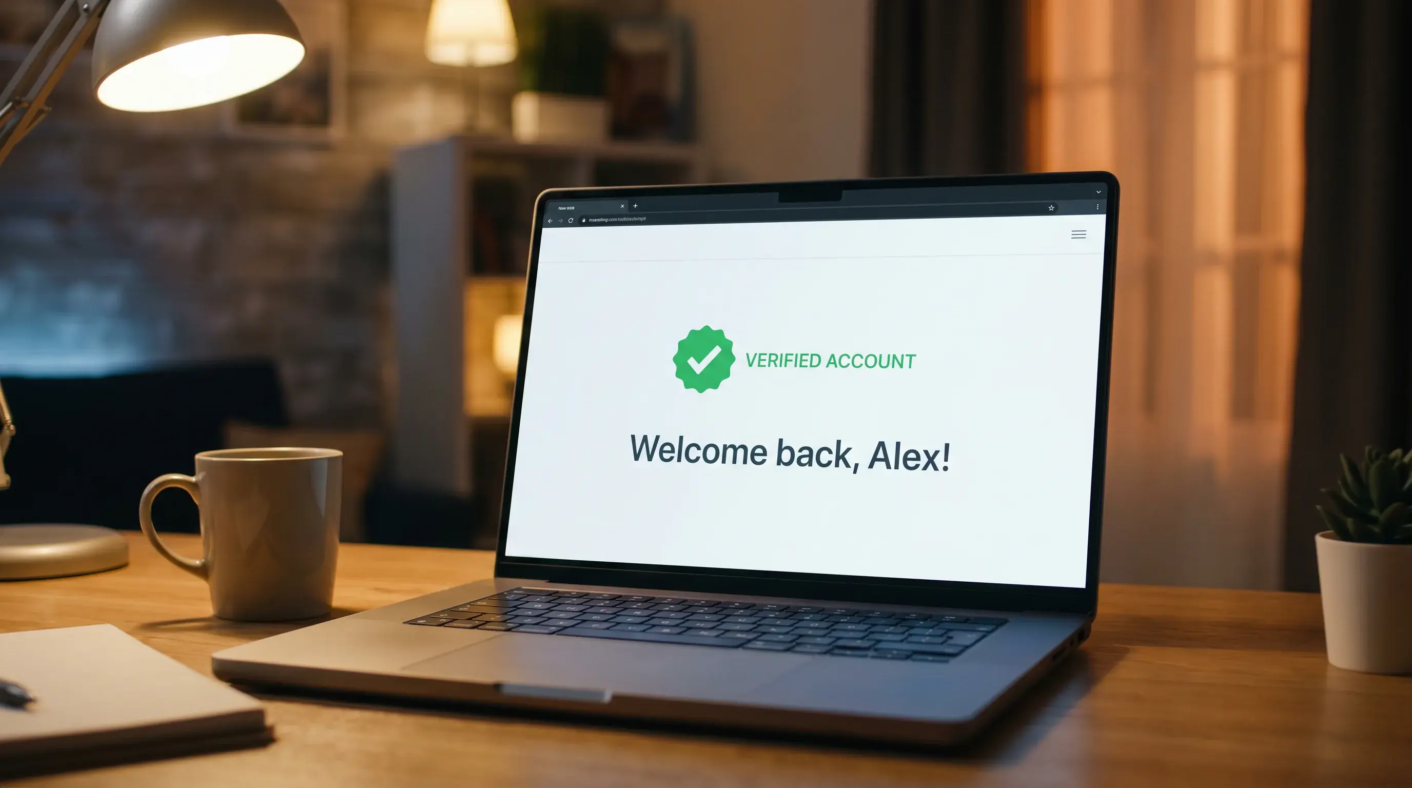 Pantalla de confirmación de cuenta verificada con un icono de verificación verde